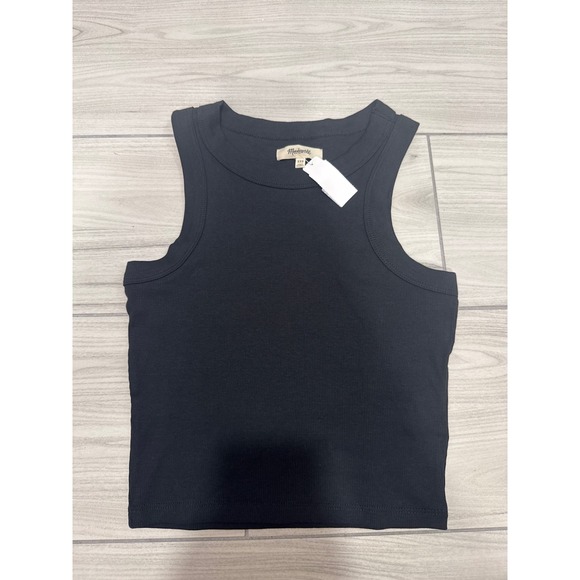 Madewell Tops - Madewell Brightside Tank Top Black Ribbed Crew Neck Sleeveless XXS NWT